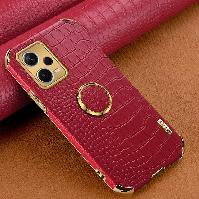 

Мягкий чехол с текстурным покрытием из крокодиловой кожи для Redmi Note 12 Pro Plus 12s Note 12 4G 5G 12C 11S 11 Pro, чехол-подставка с магнитным кольцом-держателем Redmi Note 12 Pro 4G красный