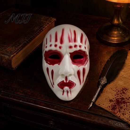 Scary Halloween Mask Full Face Mask, Dripping Blood Ghost Cosplay Adjustable Horror Prop for Party, Skull with Strap Adult Costume