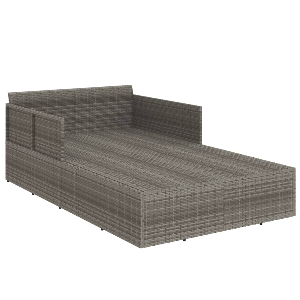 Grey Sun Lounger with Cushions 182 X 118 X 63 Cm Poly Rattan