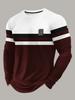 Vintage Men's Long Sleeve T-Shirt Streaks Print Top Spring Fall T-Shirt for Men 3D Striped Print Oversized Streetwear Clothing