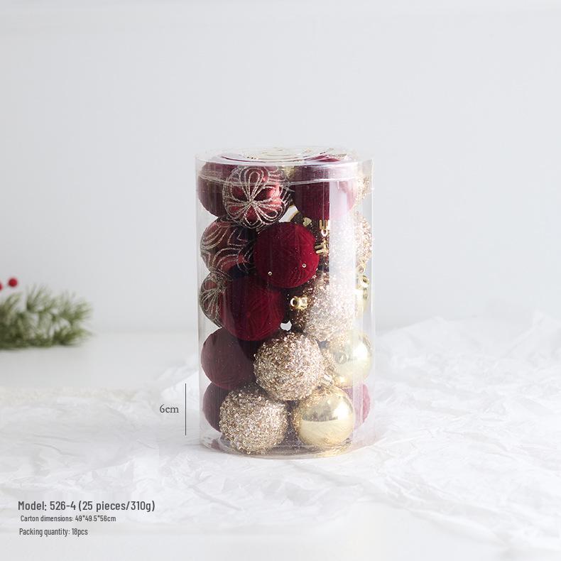 New Dark Wine Red Flocked Christmas Tree Ornament Balls - Irregular Shaped and Painted Pendants
