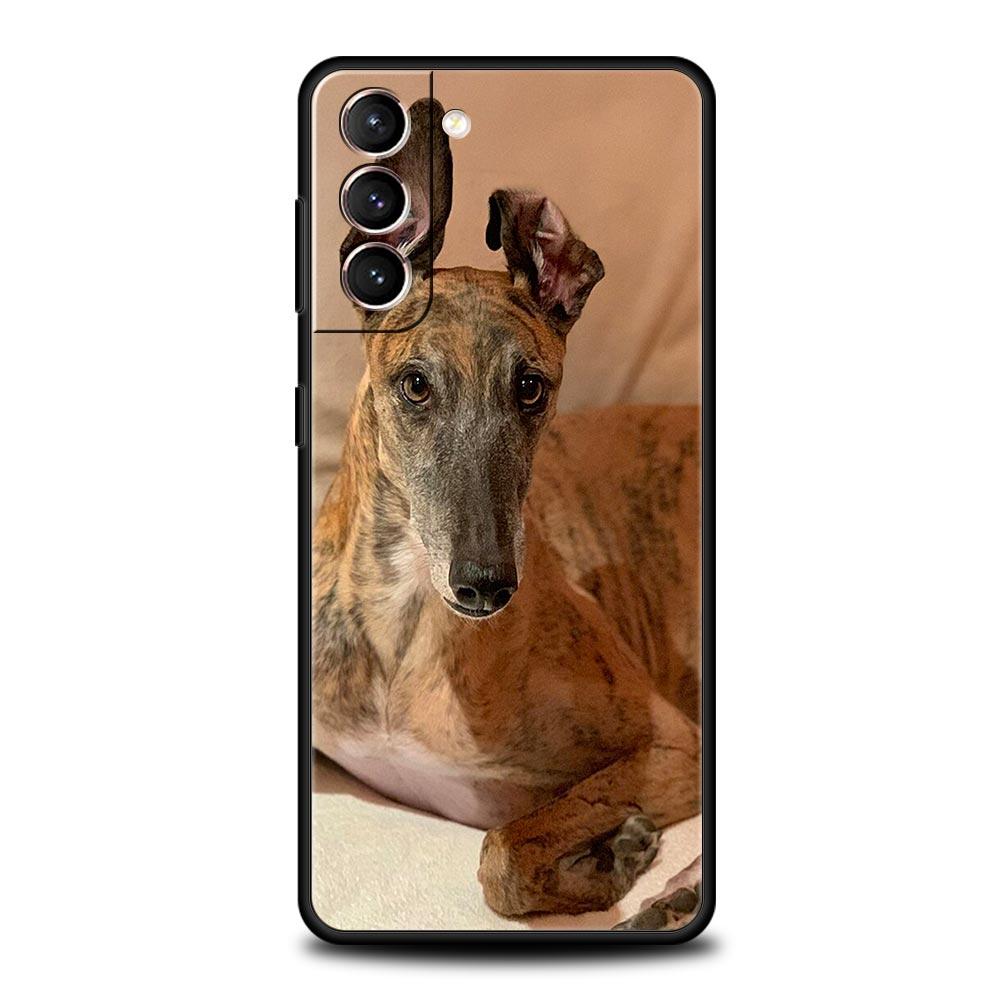 Telefono dėklas Samsung Galaxy S25 Edge S24 S23 S22 S21 Ultra S20 FE 5G S10 S10E S9 Plus minkštas TPU dangtelis Galgo kurtas šuo
