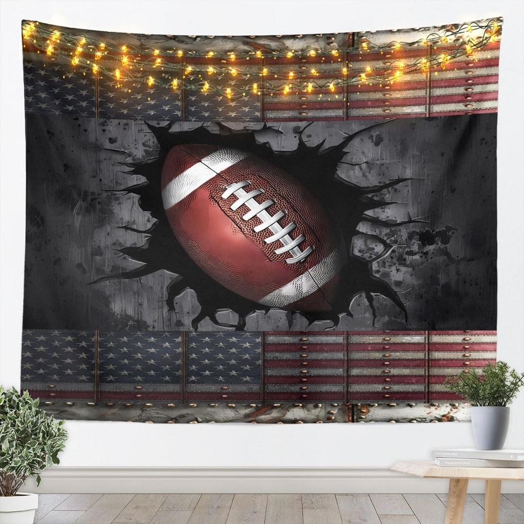 Sports Football Banner Decor Wall Art American Flag Background Game Day Decoration Merchandise