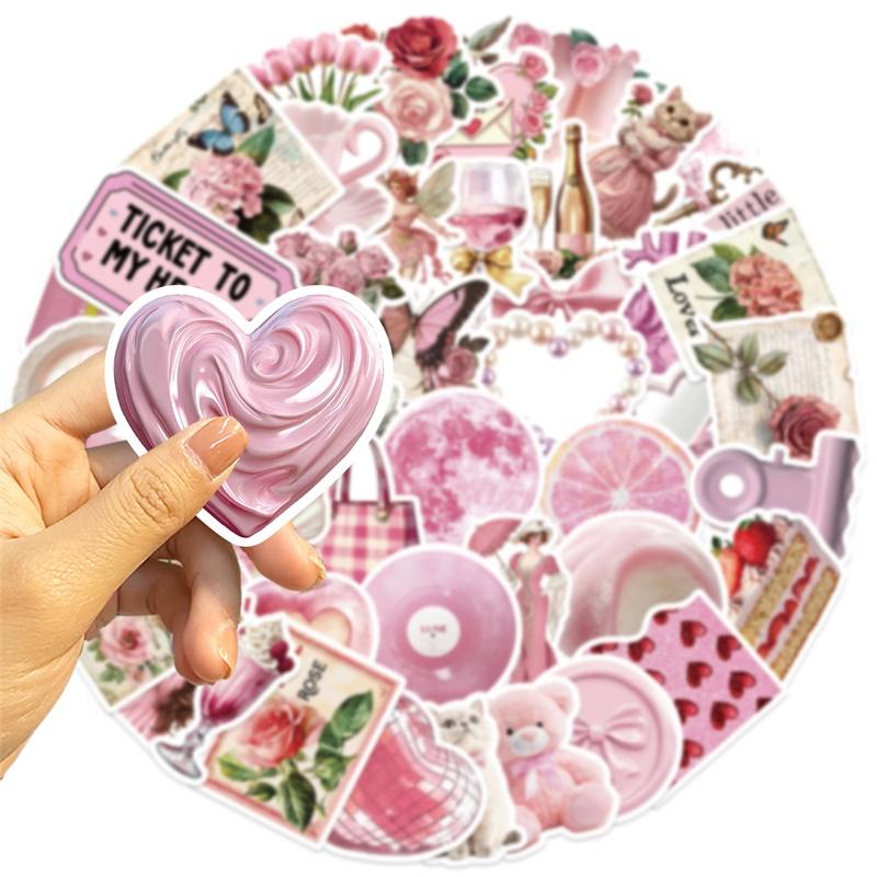 10/30/50PCS Kawaii Pink Angel PVC Sticky Sticker Aesthetic Stationery DIY Children's Decoration Scrapbooking School Supplies