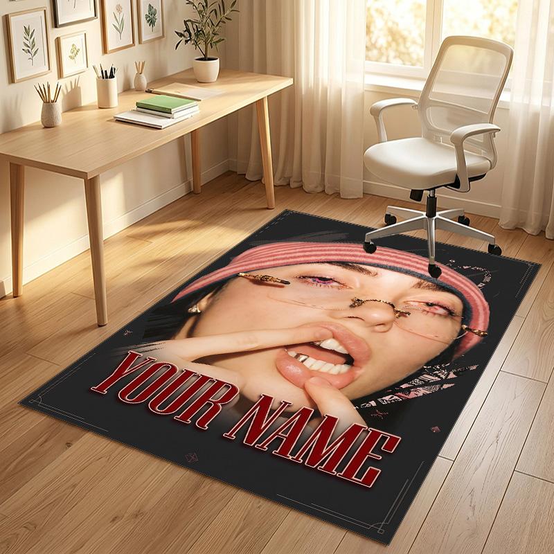 Personalized Crystal Velvet Carpet,Billie Eilish Custom Printed Name, Plush Area Rug For Home Indoor Decor