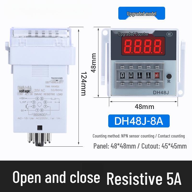 Industrial Digital Display Counter DH48J-8, High Precision 11A, Power Failure Memory, for Automated Punch Press.