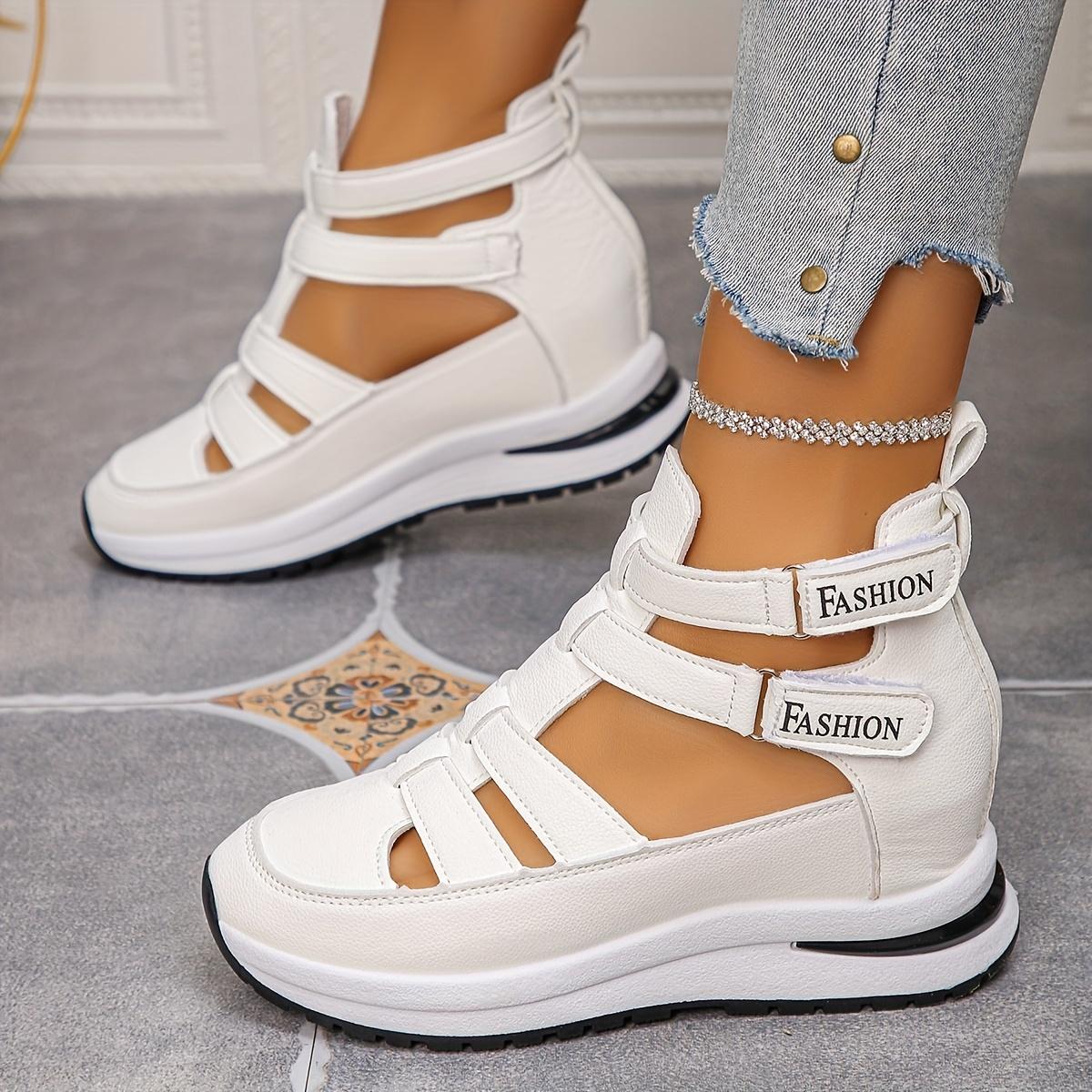 

Женские сандалии на толстой платформе, амортизирующая стелька, надежный ремешок, нескользящая резиновая подошва, закрытый носок, летняя формальная обувь, белая обувь для мероприятий 40 белый