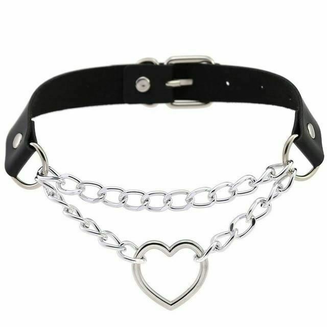 Day Collar Heart Pendant Choker Silver Chain Necklace Collars & Leashes