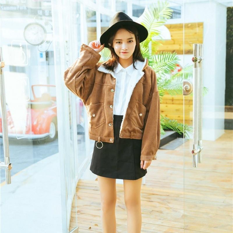 Buy Women Fleece Lined Corduroy Jacket Top Sherpa Coat Casual