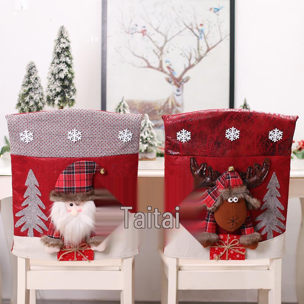 Weihnachtsmann 3D Cartoon Kunstleder Stuhlhussen Set