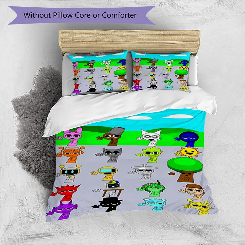 3pcs SPRUNKI9 Design Cover Set - HD Printed Bedding with 1 Cover and 2 Pillowcases - Perfect for Home and Dorm Decor