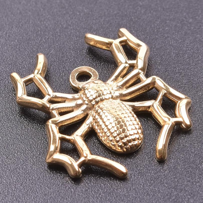 Punk Animal Charm Butterfly Spider Insect Pendant Stainless Steel Charms For Jewelry Making Supplies Real Gold Plated Breloques