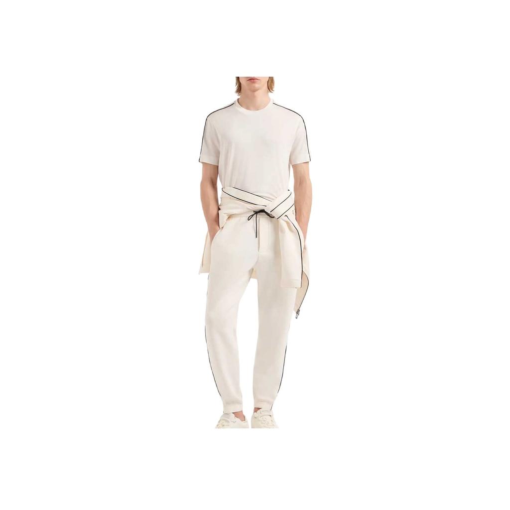 Emporio Armani SS24 Logo Strap Crew Neck Straight Cut Short Sleeve T-Shirt Men Tops Beige 3D1TD3-1JUVZ-0128