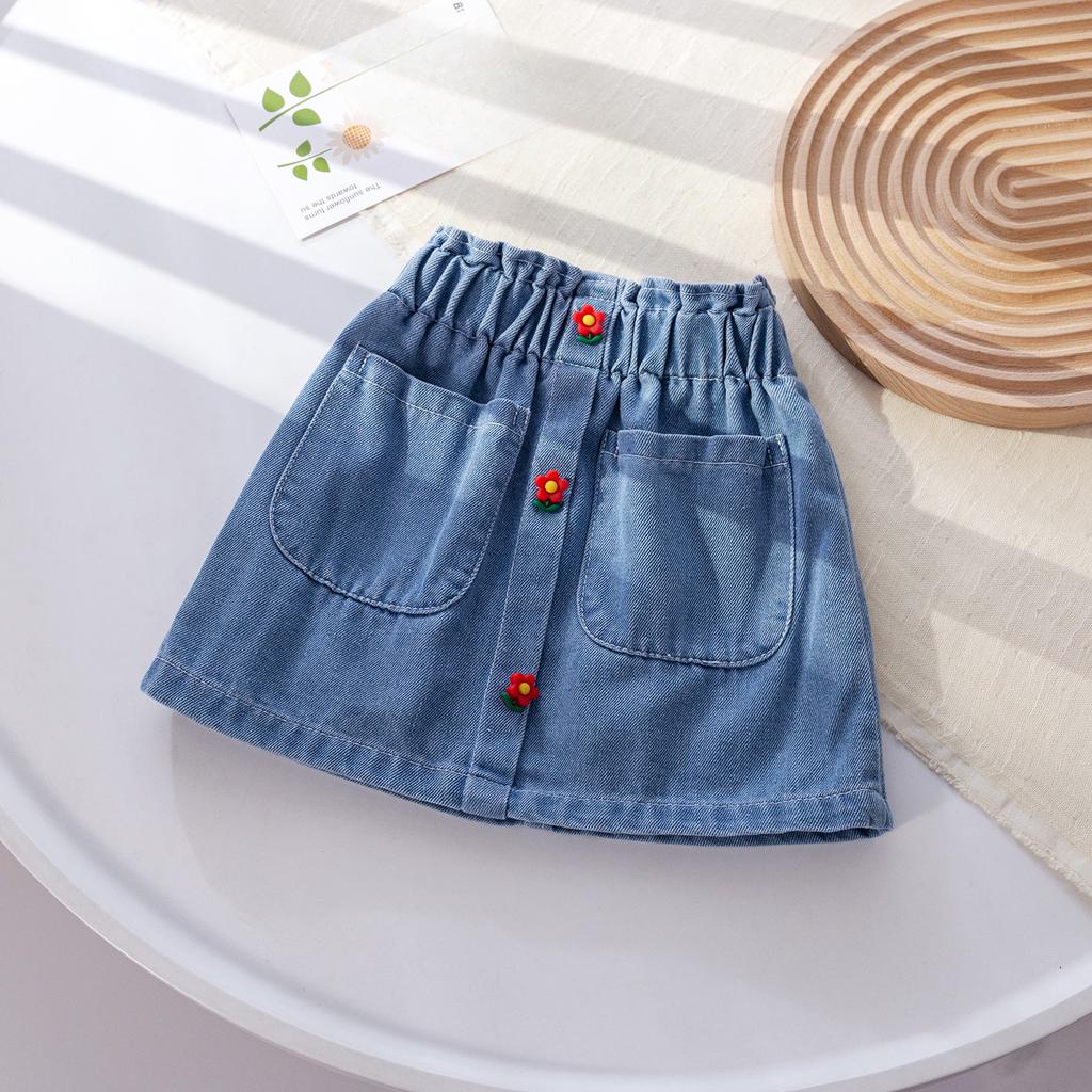 Girls' Summer Denim Short Skirt Children's Baby Korean Fashionable Half Skirt