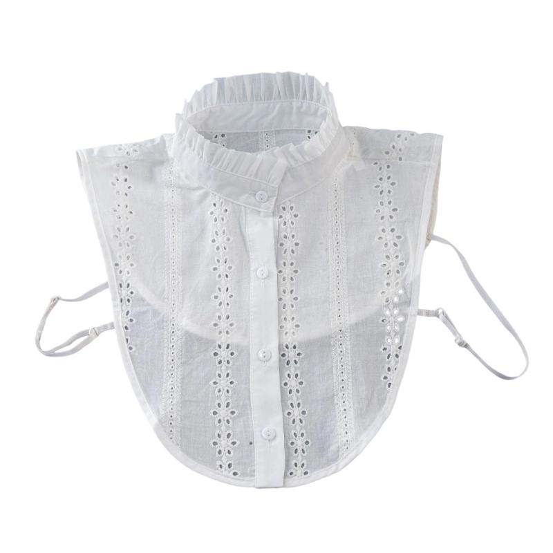 White Polyester Fashion Collar Insert Unique Patterns Lightweight Breathable Layering Piece