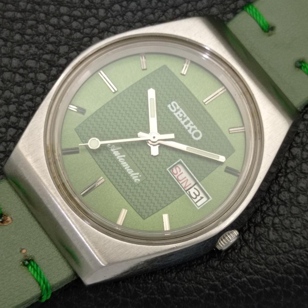 Seiko AUTOMATIC 6309A VINTAGE JAPAN MENS GREEN COLOR DIAL WATCH A701429-5 R206b-a701429