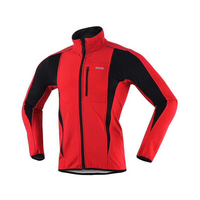 ARSUXEO Veste de cyclisme d'hiver coupe-vent doublée polaire 3 couches pour homme Vêtement d'extérieur chaud pour le sport en extérieur