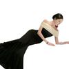 New French High-end Birthday Party Dress Black and White Contrasting Color Splicing One-word Shoulder Pure Desire Dress