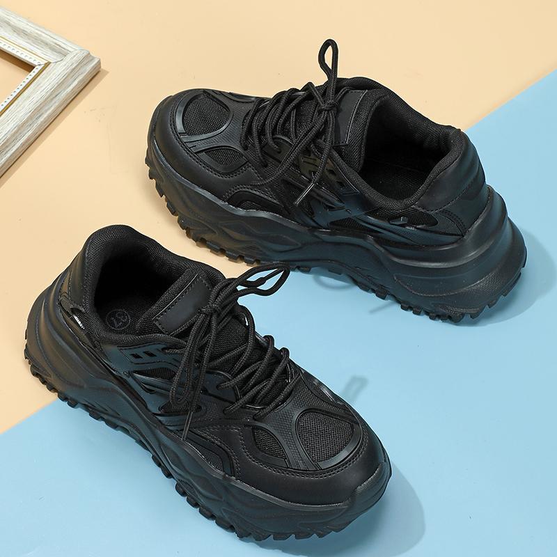 

Неуклюжие кроссовки, трендовые туфли на платформе, холодная липкая обувь, дышащая повседневная спортивная обувь с сетчатой ​​поверхностью, модная пара, любая модная обувь 44 чёрный