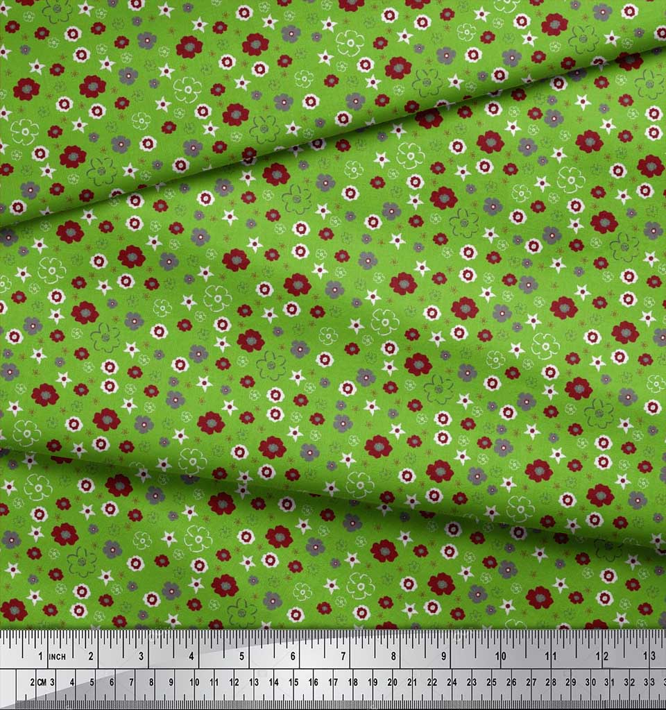 Soimoi Purple Japan Crepe Satin Fabric Flower Artistic Decor Fabric Printed Metre 42 Inch