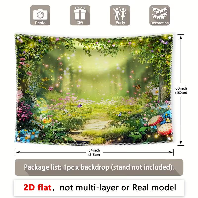 

2D Enchanted Meadow Photo Background Fairy Tale Forest Floral Path for Party 47.2x31.5inch/120*80cm