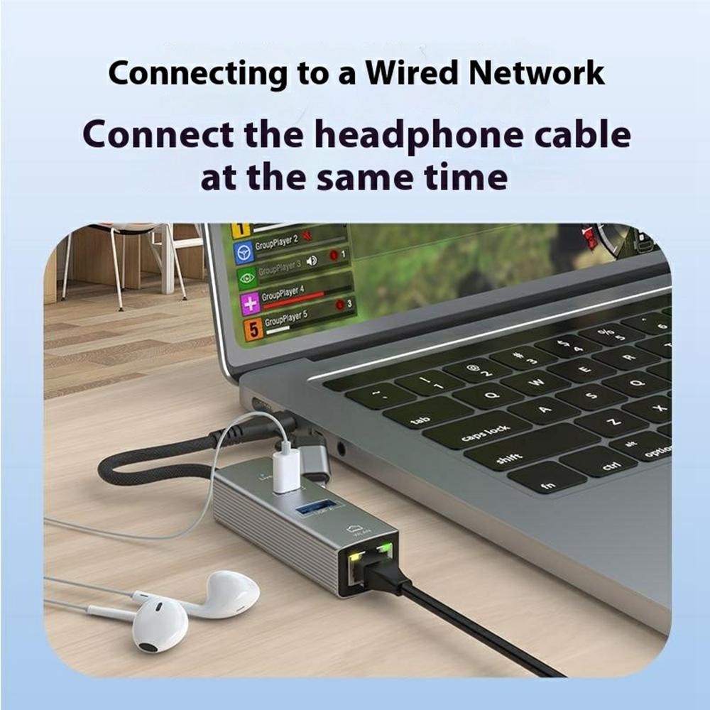 8Pin/Type-C To USB-A USB-C RJ45 Network Adapter Aluminum Alloy 100Mbps Ethernet Connector