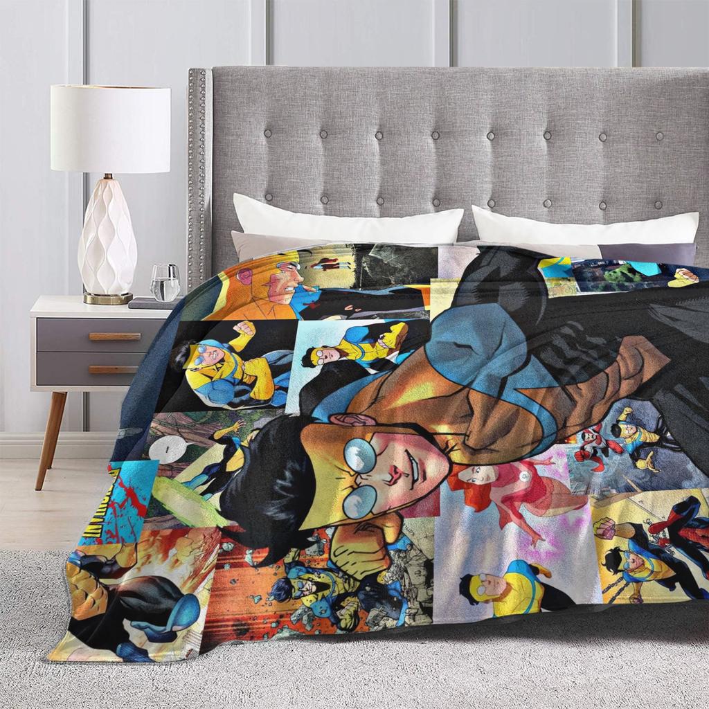 Mark Grayson Comic Panel Collage Warm Soft Blankets invincible Airplane Travel Plush Bedding Throws Flannel Bedspread Sofa Bed
