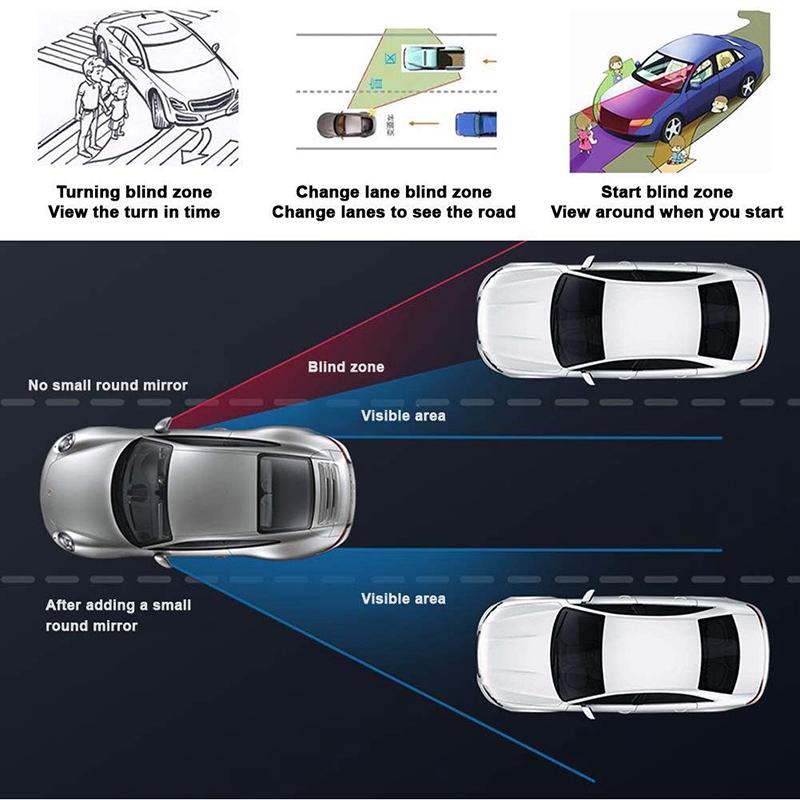 Car Small Round Mirrors Blind Spot Rear View Mirror Auxiliary Reversing Parking Convex Mirror 360 Degree Adjustable