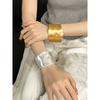Fashion Silver Wide Edge Brushed Open Tide Bracelet Women's High Stylish Textured Bracelet Minimalist Korean Style Minority All-Match