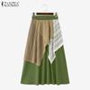 ZANZEA Fuste Lungi Casual pentru Femei cu Talie Elastică, Largi, Croșetate, Patchwork