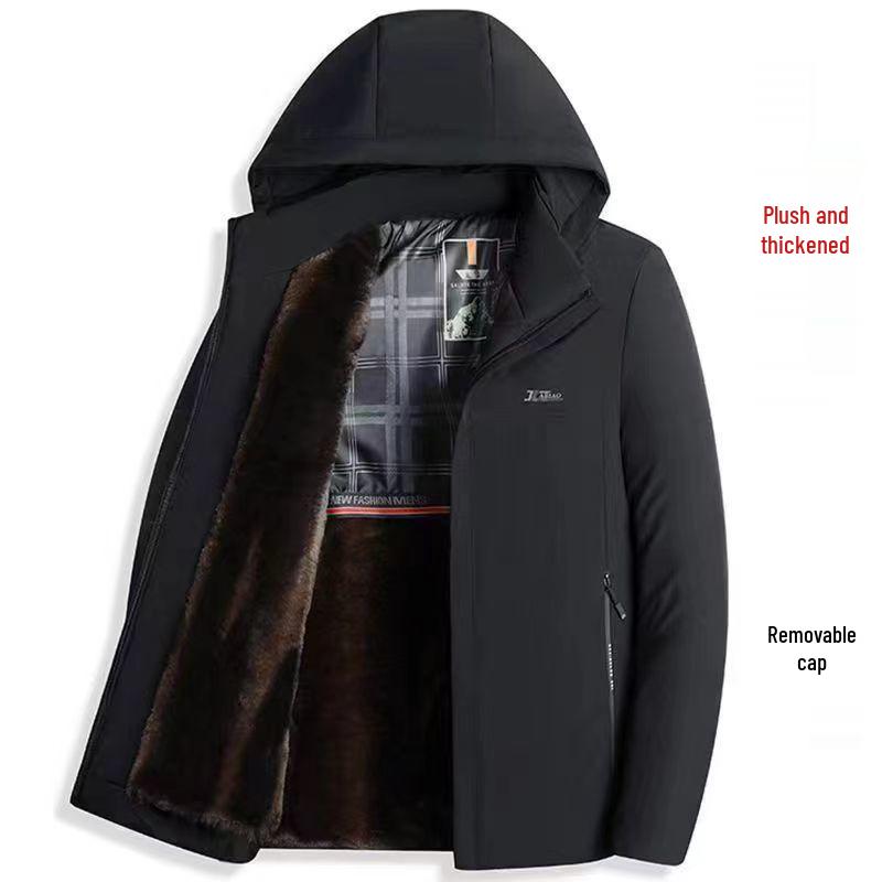 Woodpecker Men's Winter Down Jacket: Thick, Warm, Business Style, Plus Velvet, for Middle-Aged Dads.