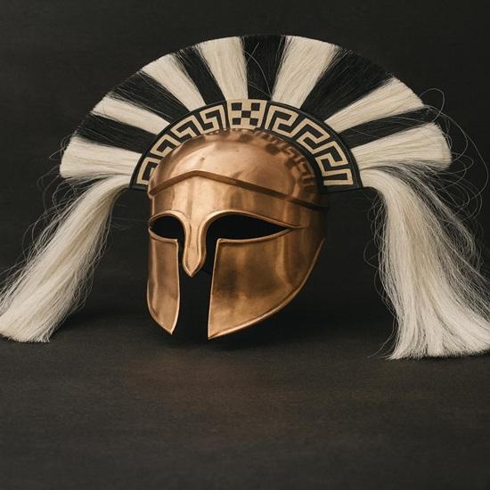 

Ancient Greek Spartan Corinthian Helmet with Horsehair Crest Handcrafted Bronze Warrior Helmet | Medieval Armor Replica | LARP & Collectible