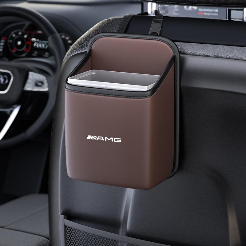 TXF4 Car Hanging Trash Can Seat Back Storage Box For Mercedes Benz AMG W204 W212 W176 GLC CLA GLA E Interior Auto Accessories