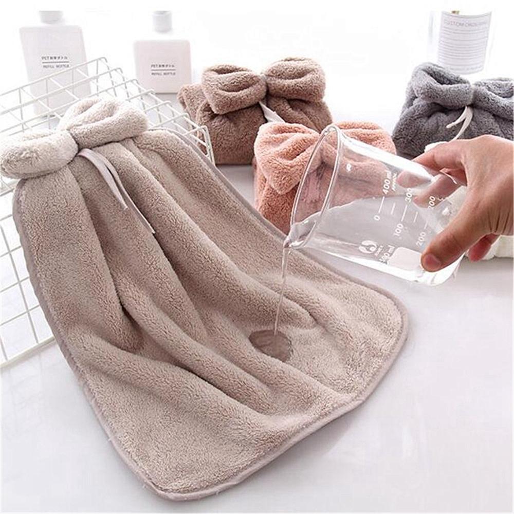Soft Absorbent Bowknot Cloth Hanging Wipe Dishcloths Hand Towel Bathroom Accessories Kitchen Tools