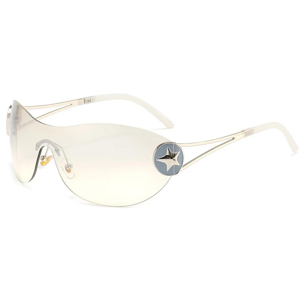 New Punk Rimless Five Star Sunglasses Y2k Luxury  Designer One Piece Goggles UV400 Women Driving Cycling Eyewear