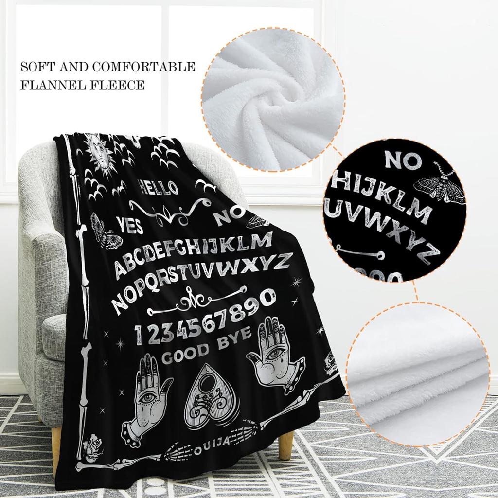 Manta De Tablero Ouija, Regalo De Bruja Gótica Para Halloween, Sol, Luna, Esqueleto, Cráneo, Terror, Espeluznante Para