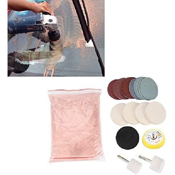 GOTOTOP Glass Polishing Kit, Scratch Removal Cerium Oxide Polishing Powder Felt Polishing Wheel Set for Windscreen and Glass