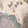 5D Pink Blue Bear Dessert Cake Pudding Candy Cane English Slogan Nail Art Stickers Cute Baby Bear Party Embossed Decals