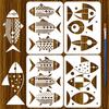 4Pcs 4 Styles PET Hollow Out Drawing Painting Stencils for DIY Scrapbook Photo Album Fish 297x210mm 1pc/style