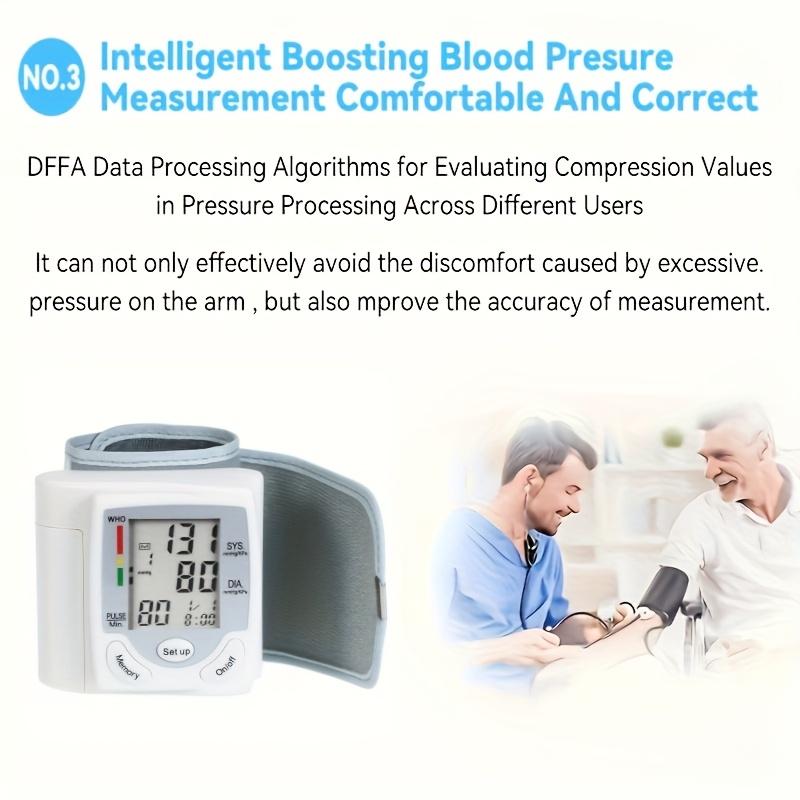 Monitor de Presión Arterial de Muñeca Automático con Pantalla LCD Grande - Brazalete Ajustable, Detección de Frecuencia de Pulso, Alerta de Latido Irregular