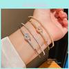Japanese Zirconia Link Bracelet With Cubic Copper For Elegant Women