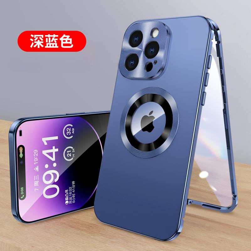 Para iPhone16 15 14 Plus 13 12Pro Max Full Aluminum Metal Magnetic Case Dupla Face Proteção À Prova de Choque Protetor de Tela