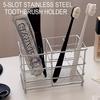 Stainless Steel Toothbrush Holder 5-Slot Layout Bathroom Organizer Storage Holder  Bathroom Sink