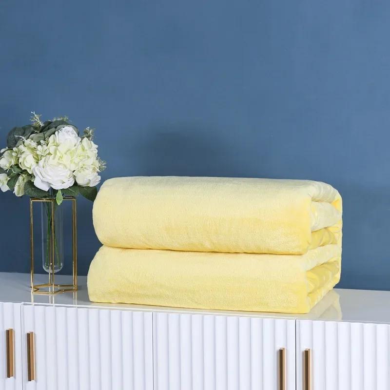 1 Piece Solid Color Flannel Blanket Soft Warm Throw Blankets for Couch Sofa Office Bed Camping Travel Multi-purpose Gift Blanket