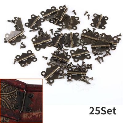 25Set  20*25mm 4 Holes Butterfly Hinges Antique Bronze Cabinet Drawer Jewellery Wood Box Wine Case Decor Furniture