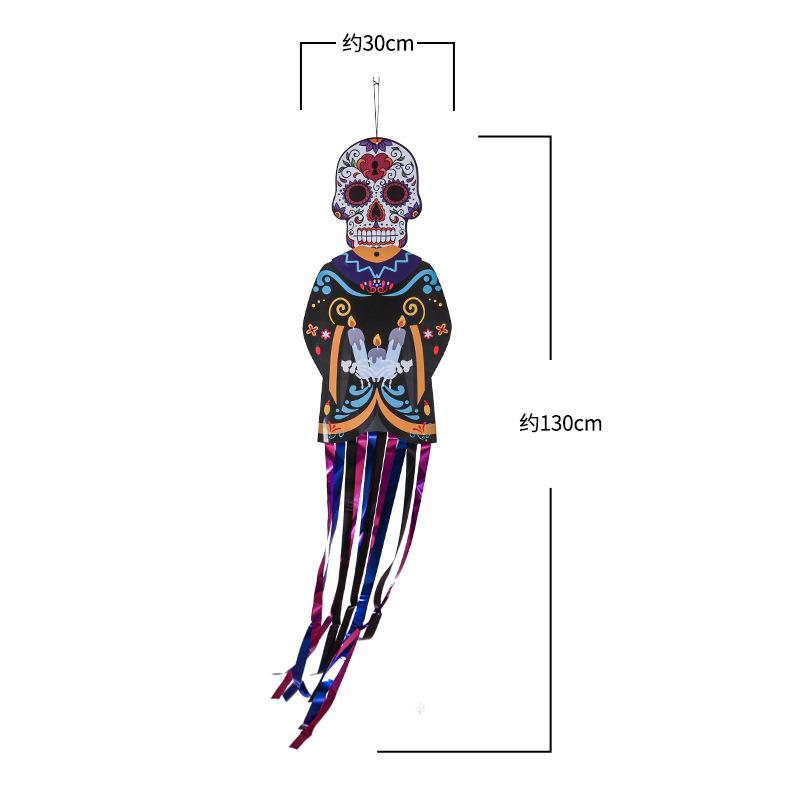 1.3m Mexico Day of the Dead Porch Sign Halloween Party Outdoor Decor Skeleton Ghost Couple Bride Groom Patio Door Hanging Flag