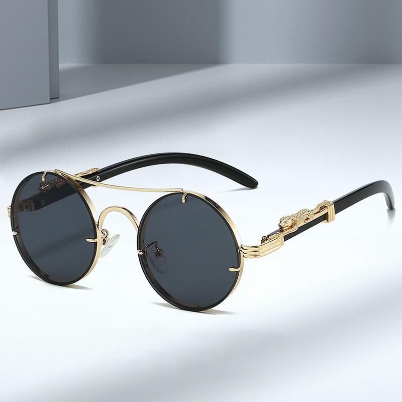 Steampunk Style Metal Sunglasses for Men with Cheetah Legs Women Luxury Brand UV400 Eye Protection Sunglasses Vintage Shades
