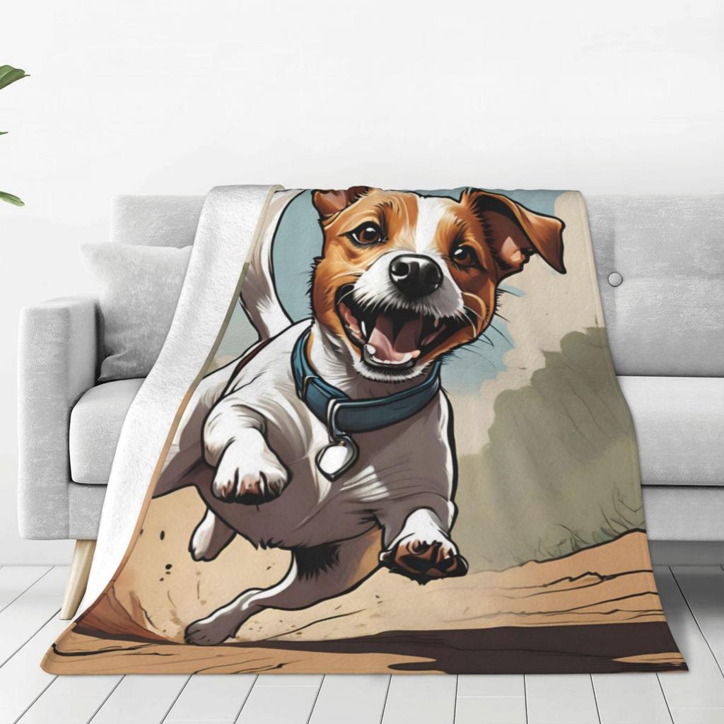 Custom Jack Russell Terrier Funny Love Blanket Warm Fleece Soft Flannel Pet Throw Blankets For Bedroom Couch Travel Autumn