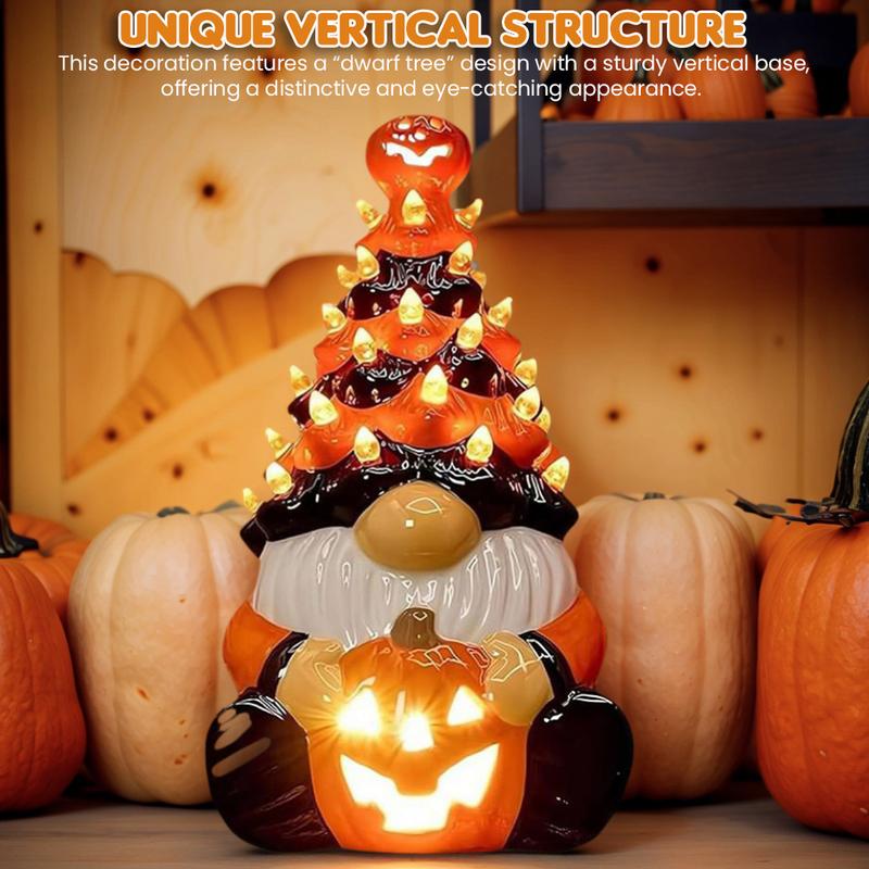 Halloween Dwarf Decoration Gnome Pumpkin Resin Tree for Indoor Outdoor Decoration