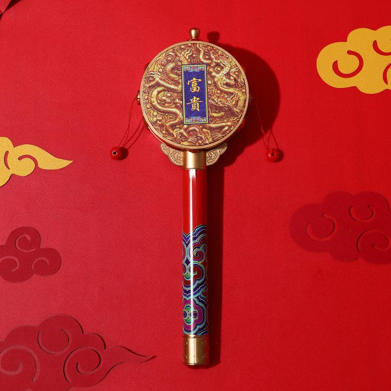 Children Rattle-Drum Antique Retro Handmade Chinese Style Exquisite Rattle-Drum Creative Cultural Craft Chinese Travel Gift